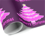 Papel De Regalo Pink Merry Christmas<br><div class="desc">Envuelve tus sorpresas vacacionales con el electrizante espíritu de la temporada con este papel envuelto de los Navidades "Neon Glow Festive Cheer". El vibrante fondo morado prepara el escenario para brillantes árboles de neón navideño y el alegre saludo 'Feliz Navidad' repetido en colores brillantes y contrastantes. Es un giro moderno...</div>