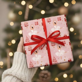 Papel De Regalo Pink Nutcracker Ballet Christmas Gift Wrap