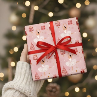 Papel De Regalo Pink Nutcracker Ballet Christmas Gift Wrap