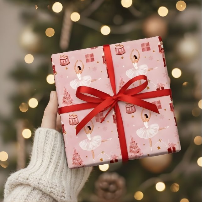 Papel De Regalo Pink Nutcracker Ballet Christmas Gift Wrap (Subido por el creador)