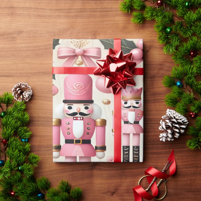 Papel De Regalo Pink Nutcracker Christmas Tree  (Regalo de vacaciones)
