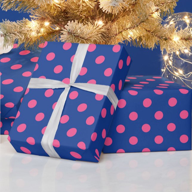 Papel De Regalo Pink On Blue Polka Dots Pattern Design (Subido por el creador)