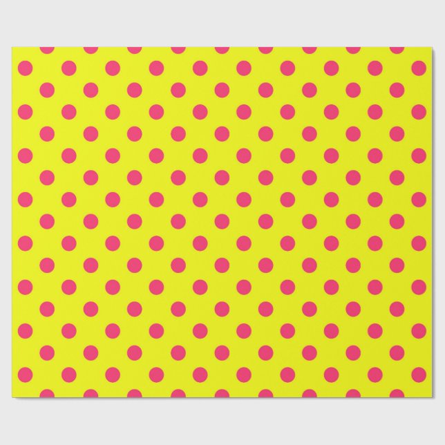 Papel De Regalo Pink On Yellow Polka Dots Pattern Design  (Superficie plana)