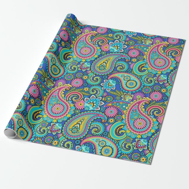 Papel De Regalo Pink Paisley (Desenrollado)
