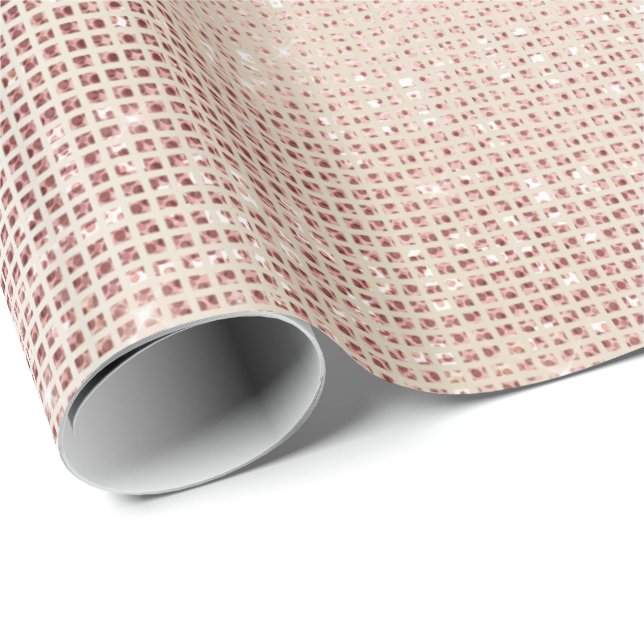 Papel De Regalo Pink Pearly Faux Ivory Sparkly Grill Metallic (Esquina del rollo)