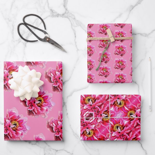 Papel de regalo Pink Peonies. (Anverso)