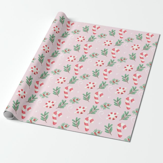 Papel De Regalo Pink Peppermint Bliss (Desenrollado)