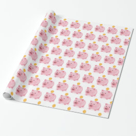 Papel De Regalo Pink Piggy Bank