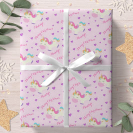 Papel De Regalo Pink Purpurina de Navidades de Rainbow Unicorn