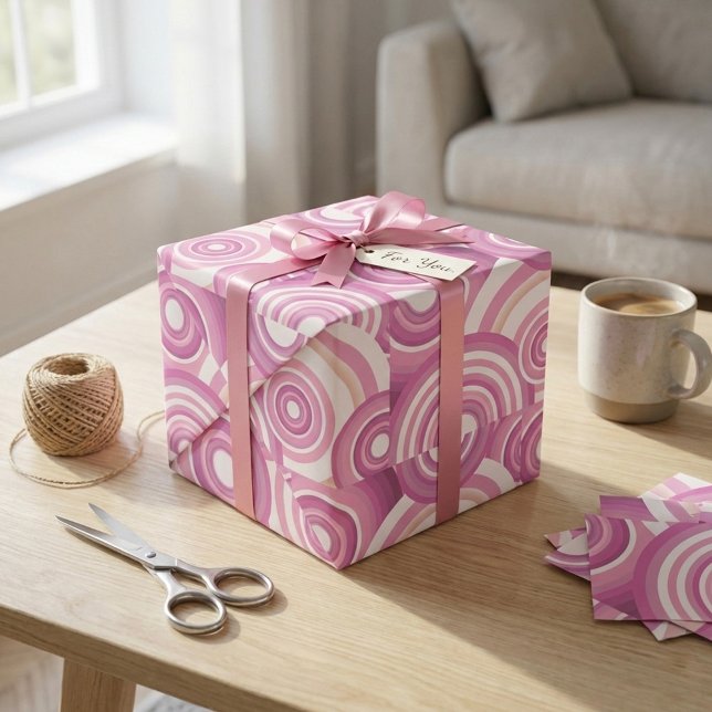 Papel De Regalo Pink Retro Circles Pattern (Subido por el creador)