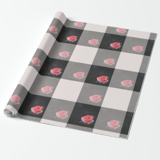 Papel De Regalo Pink rose checkered pattern