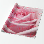 Papel De Regalo Pink Rose Merry Christmas<br><div class="desc">Papel de envolvimiento de Navidad Rosa Merry</div>