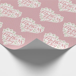 Papel De Regalo Pink Sage Happy Mother's Day Typography Heart