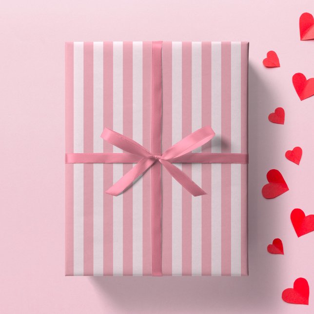 Papel De Regalo Pink Stripe Girly Striped Preppy Girl Minimalist (Subido por el creador)