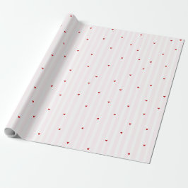 Papel De Regalo Pink Stripe Red Heart Little Sweetheart Valentine