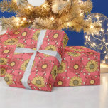 Papel De Regalo Pink Sunflowers Christmas<br><div class="desc">Pink Sunflowers Christmas Wrapping Paper</div>