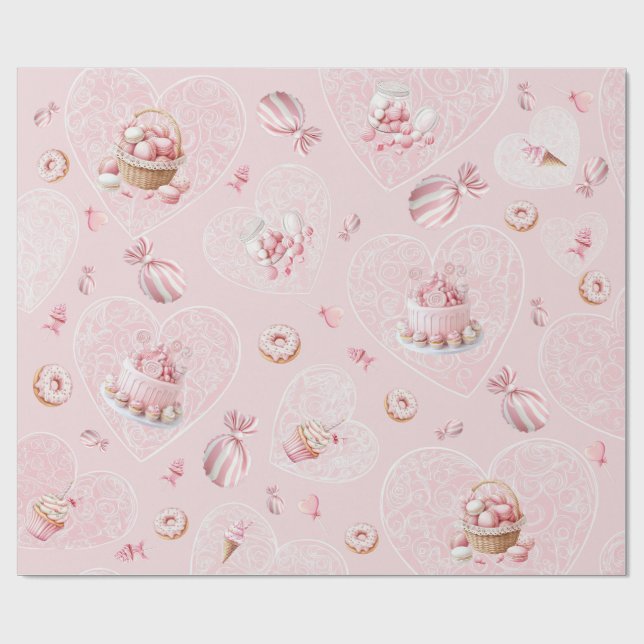 Papel De Regalo Pink Sweet One Birthday Wrapping Paper (Superficie plana)