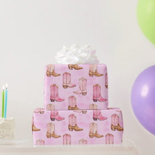 Papel De Regalo Pink Tan Cowgirl Boots Cumpleaños