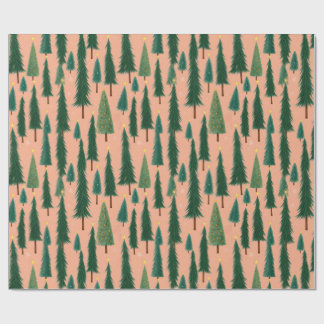 Papel De Regalo Pink Tree Gift Wrap, Modern Holiday Wrapping Paper