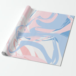 Papel De Regalo Pink White Blue Marble Swift Resumen Bebé