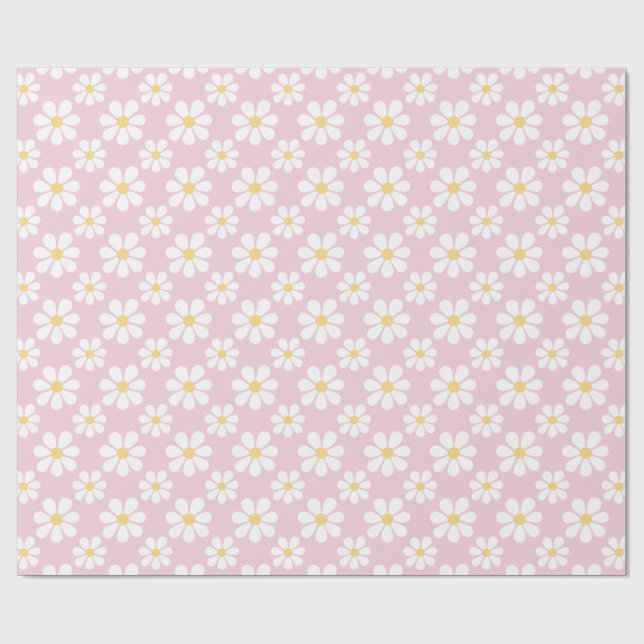 Papel De Regalo Pink White Daisy Pattern  (Superficie plana)