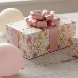 Papel De Regalo Pink Wildflower Watercolor 