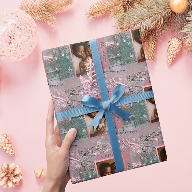 Papel De Regalo Pink Winter Christmas Family Photo (Subido por el creador)