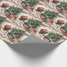 Pino de Navidad con San Bernardo Acuarela
