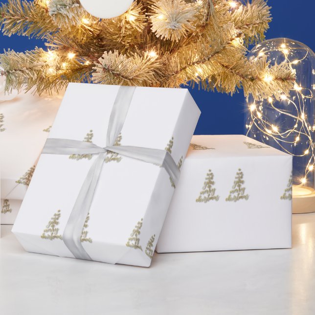 Papel De Regalo Pino de Navidad de oro  (Vacaciones)