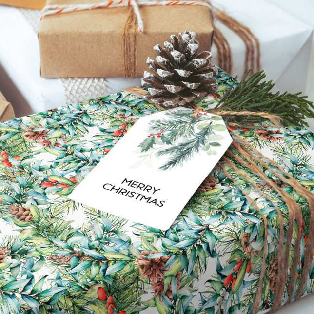 Papel De Regalo Pino de Navidad y Bayas (Subido por el creador)