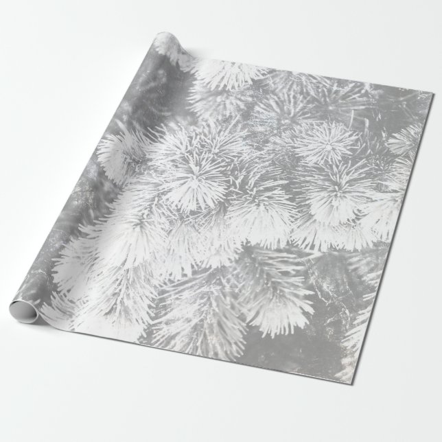 Papel De Regalo Pino Navidades blancos (Desenrollado)