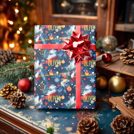 Papel De Regalo Pino Personalizado y Adornos de Navidad