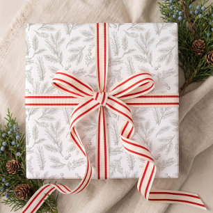 Papel De Regalo Pino Rústico Nórdico Ramas y Bayas Navidad