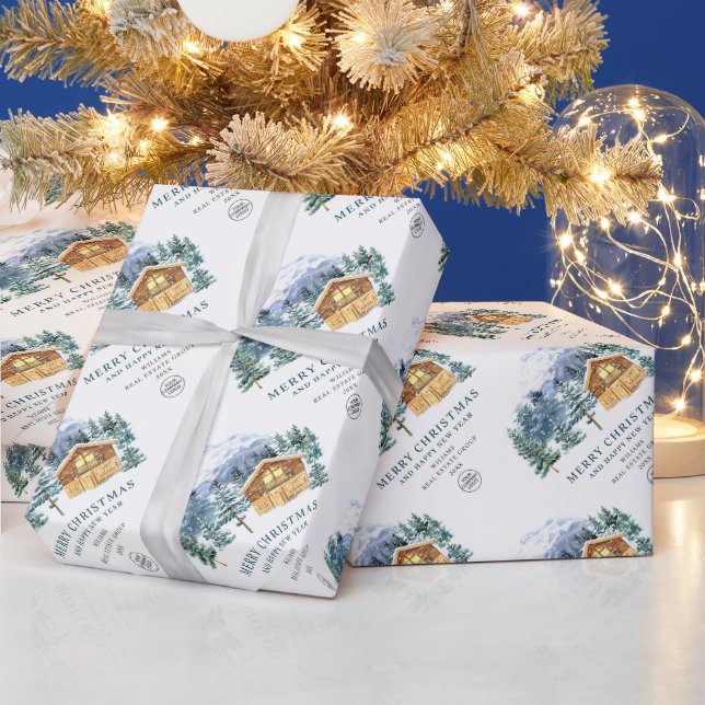 Papel De Regalo Pinos de Navidad en Acuarela Árbol de Navidad Fies (Vacaciones)