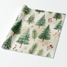 Pinos de Navidad en Acuarela sin Costuras