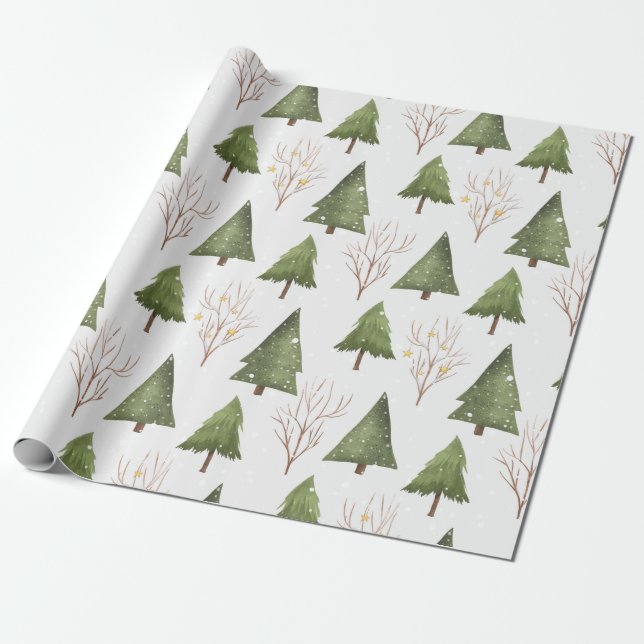 Papel De Regalo Pinos Rústicos En La Naturaleza (Desenrollado)
