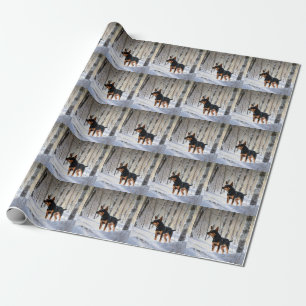 Papel De Regalo Pinscher Miniatura Deja que nieve Navidad