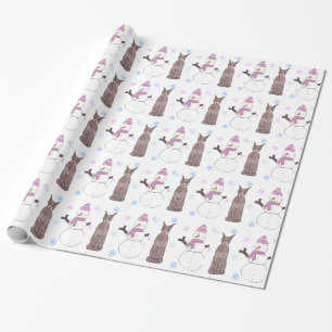 Papel De Regalo Pinscher y muñeco de nieve del Doberman