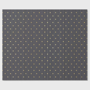 Papel De Regalo Pinstripe de carbón con punto dorado masculino