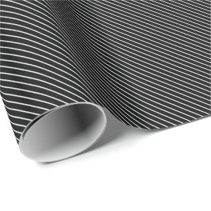 Papel De Regalo Pinstripes diagonales - blanco y negro