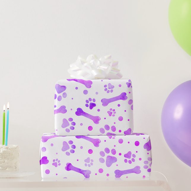 Papel De Regalo Pinta púrpura rosa imprime color de agua cumpleaño (Regalos de fiesta)