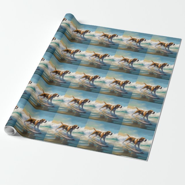 Papel De Regalo Pintado americano de Surf Engligh Foxhound Beach (Desenrollado)