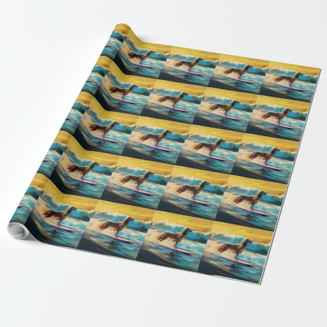 Papel De Regalo Pintado de surf en Hound Beach Afgano (Desenrollado)