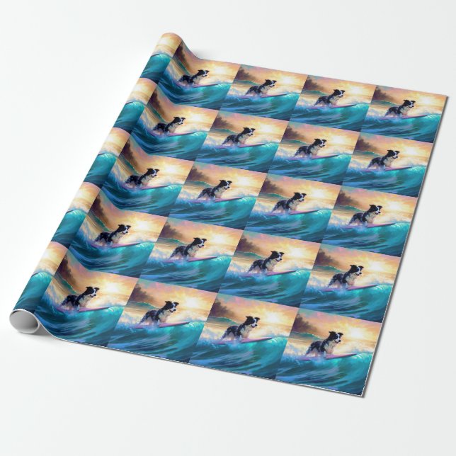 Papel De Regalo Pintado de surf en la playa de Collie (Desenrollado)