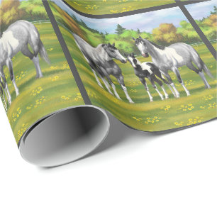 Papel De Regalo Pintar los caballos de pintura de guijarros de gri