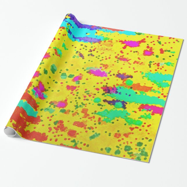 Papel De Regalo Pintar salpicaduras en un fondo amarillo (Desenrollado)