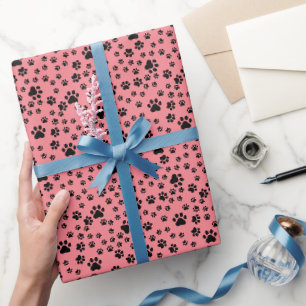Papel De Regalo Pintas negras en rosa de fresa
