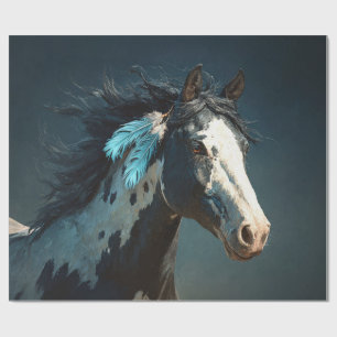 Papel De Regalo Pinto Mustang Caballo Pluma Acento Decoupage