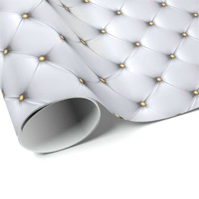 Papel De Regalo Pintuck luce blanco y dorado elegante (Esquina del rollo)