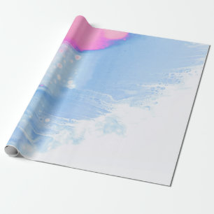 Papel De Regalo Pintura abstracta azul blanco y rosa